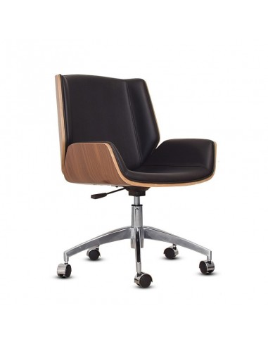 low back office chair Milano walnut leatherlow back office chair Milano walnut leather