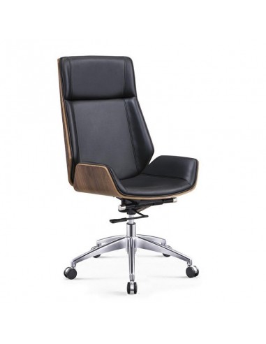 High back office chair Milano walnut leatherHigh back office chair Milano walnut leather